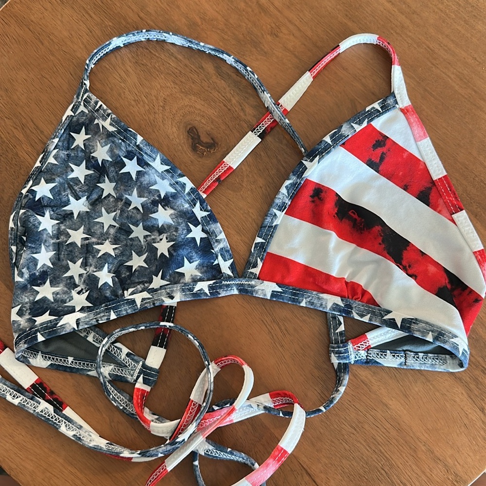 Jolyn Clothing Patriotic Stars & Stripes Bikini Top - Red, White, Blue
